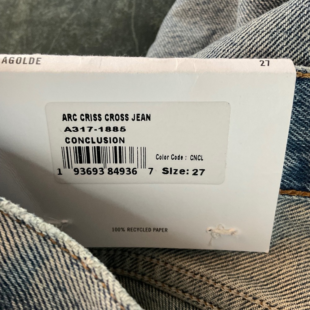 AGOLDE Arc Criss Cross Jean Conclusion Blue Wide Leg Denim Pants 27 NEW Jeans - Picture 10 of 13